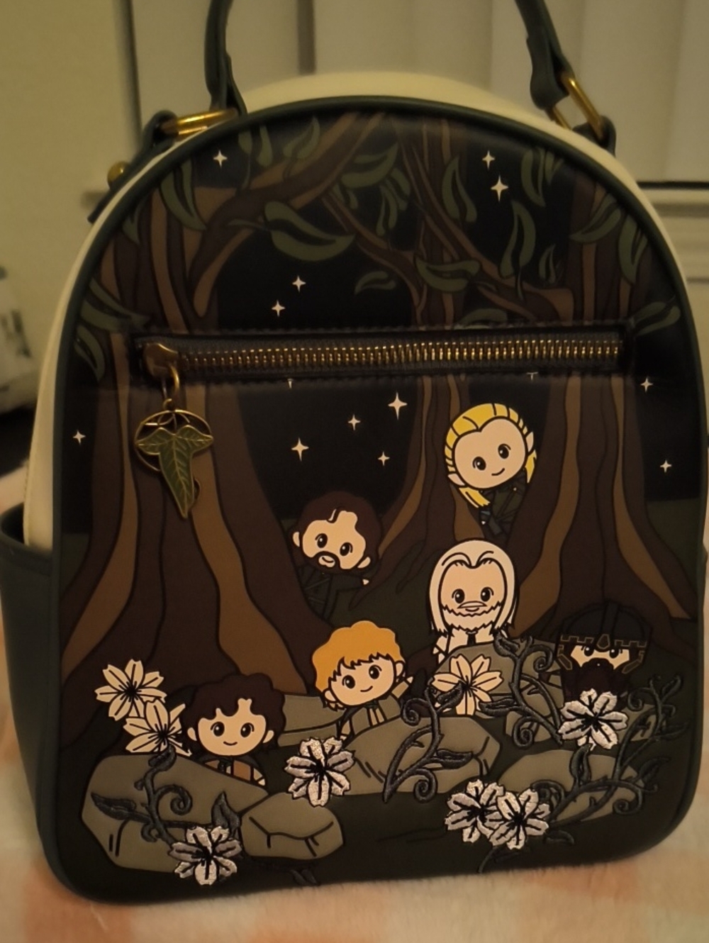 Loungefly Black, Cream and Green Forest Character Mini Backpack